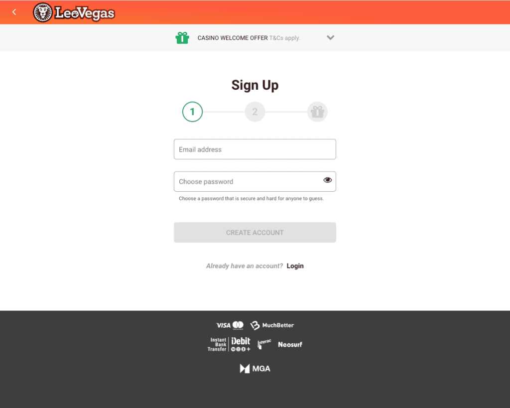 Leovegas Casino Registration
