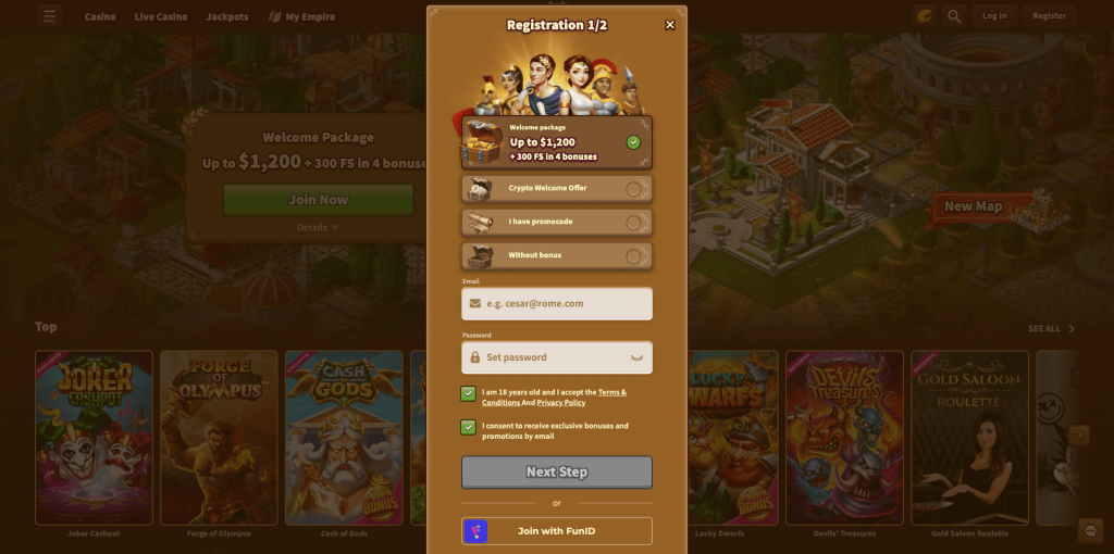 My Empire Casino Registration