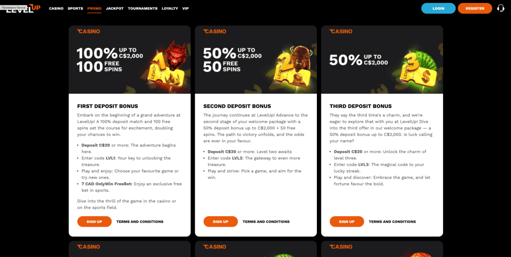 Level Up Casino Bonuses