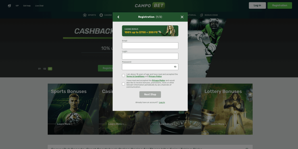 CampoBet Casino Registration