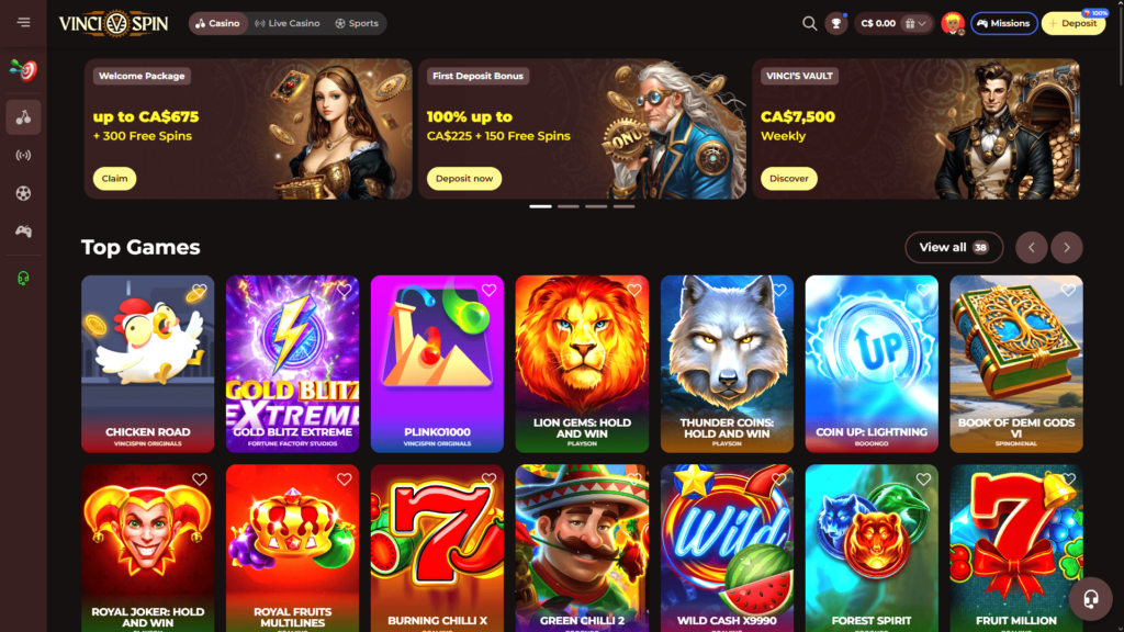 Vincispin casino Canada