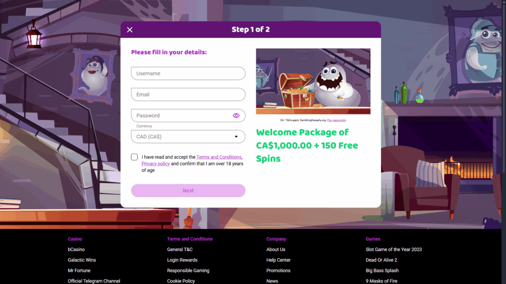 Boo casino registration