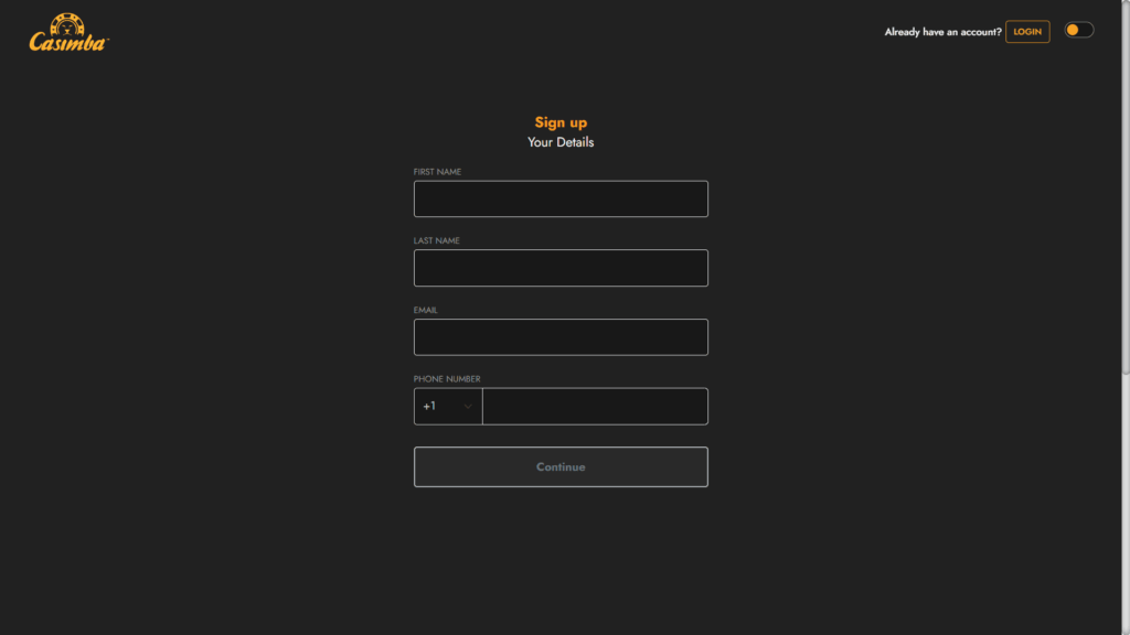 Casimba casino registration