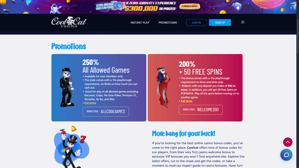 CoolCat casino bonuses