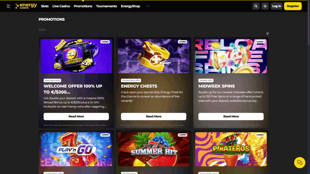 Energy casino bonuses