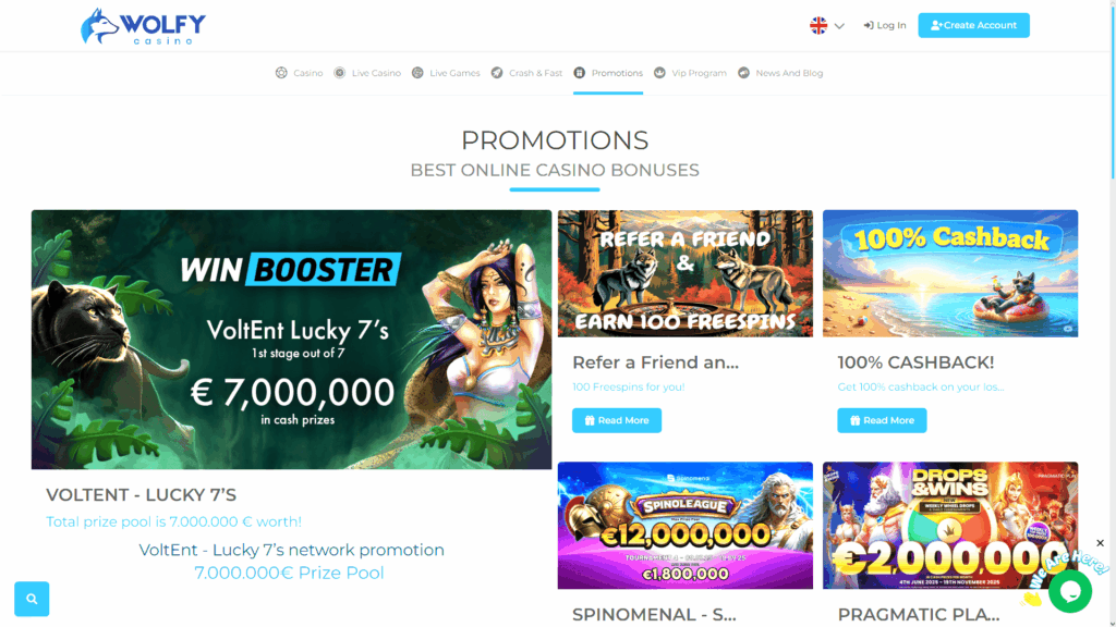 Wolfy casino bonuses