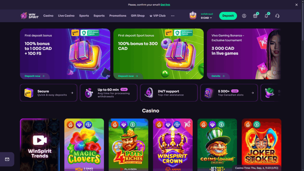 Win Spirit casino Canada