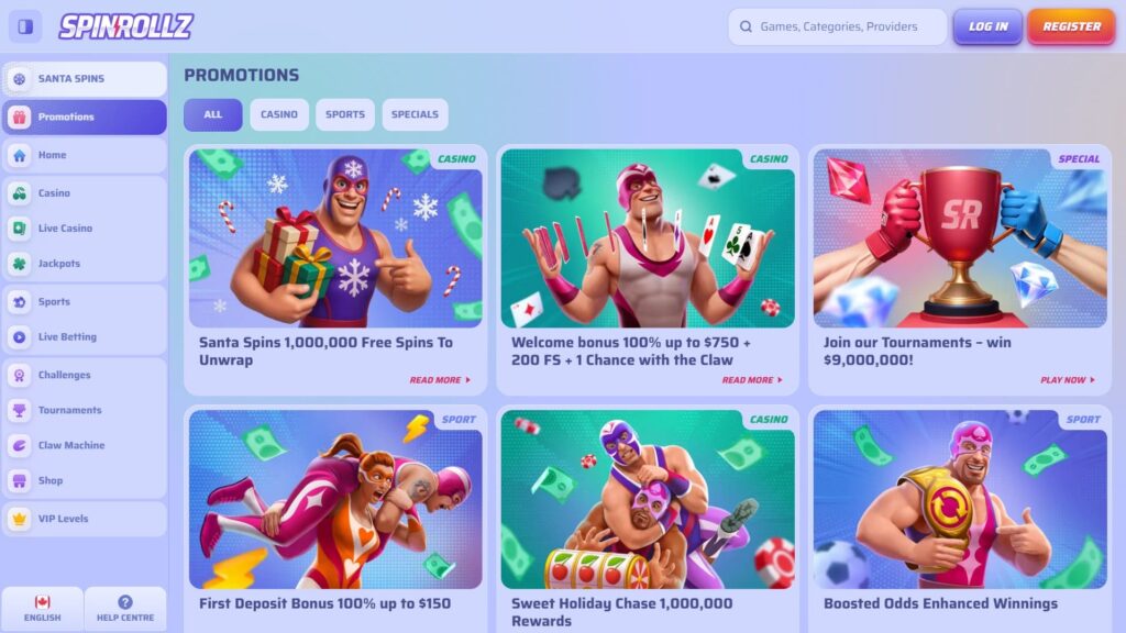 SpinRollz casino bonuses