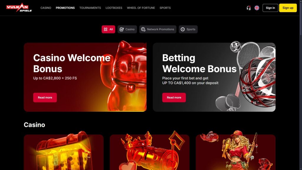 Vulkan Spiele casino bonuses