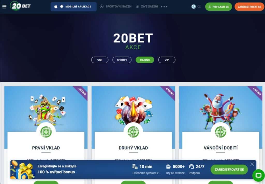 20Bet Casino bonusy