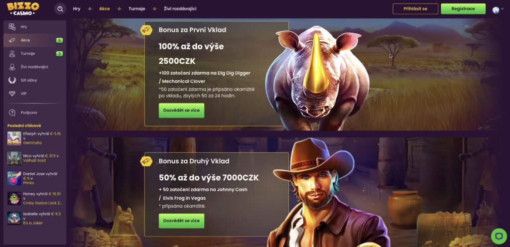 Bizzo kasino bonusy