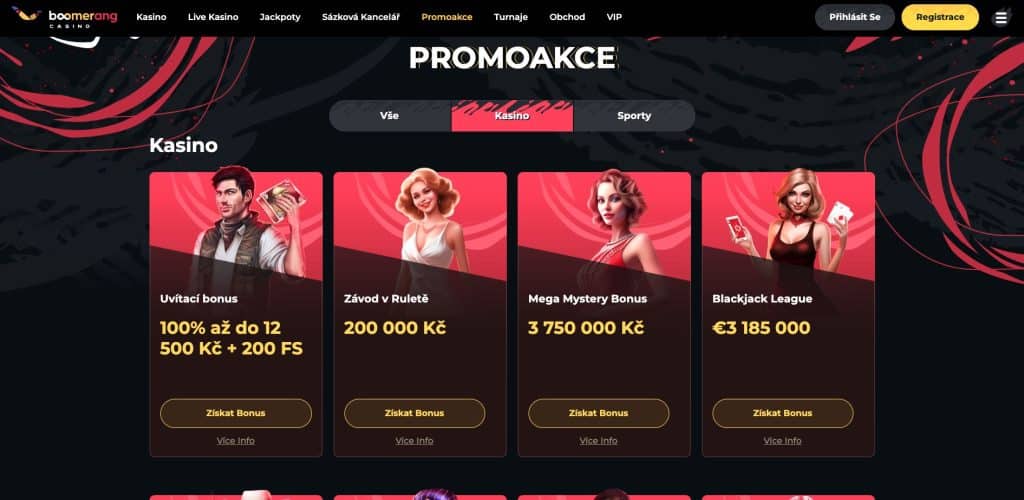 Boomerang casino bonusy