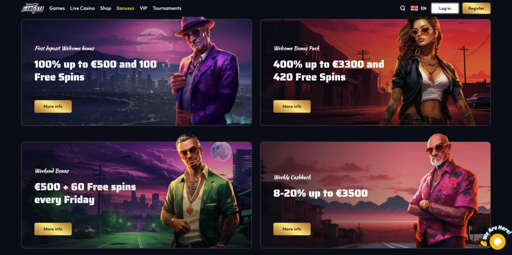 Gangsta casino bonusy