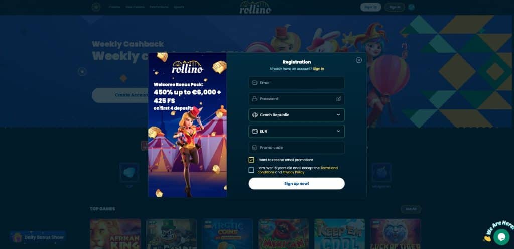 Rollino casino registrace