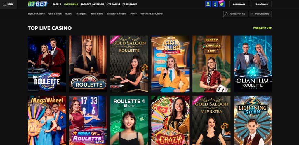 RTbet casino s živými dealery