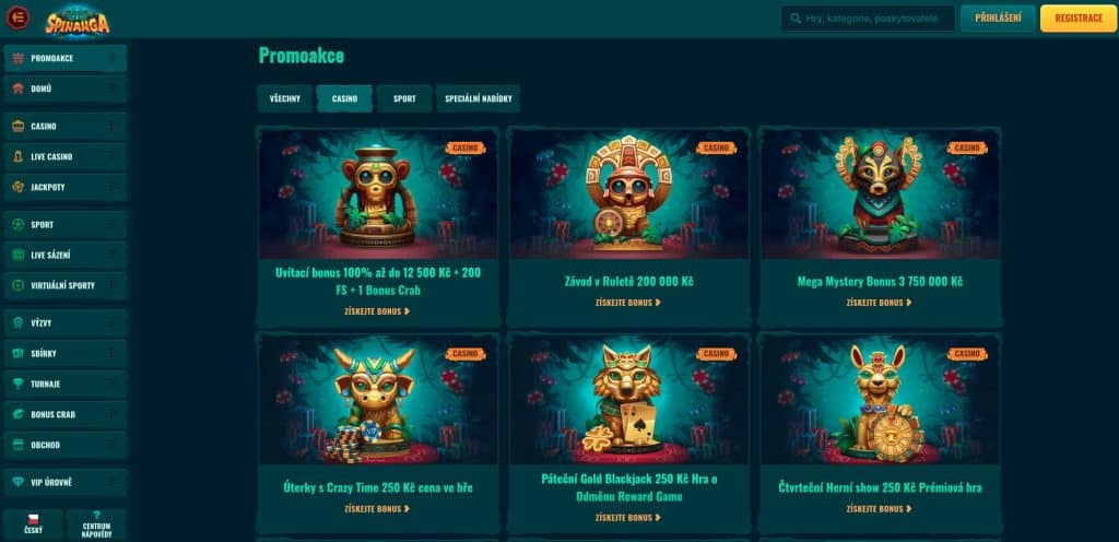 Spinanga casino bonusy