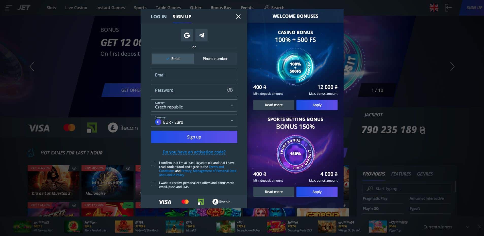 Jet casino registrace