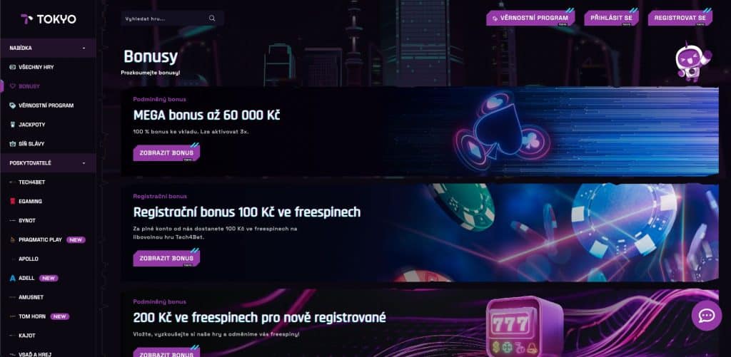 Tokyo casino bonusy