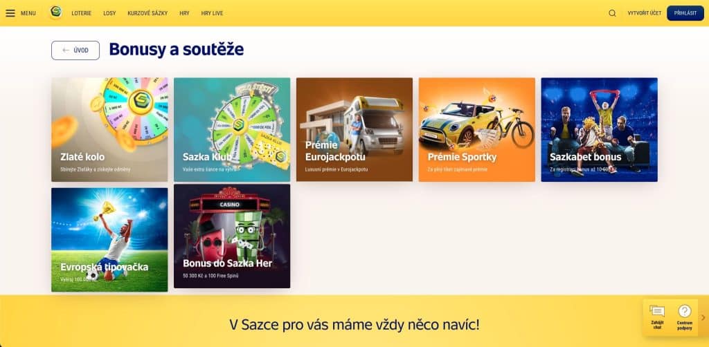 Sazka casino bonusy