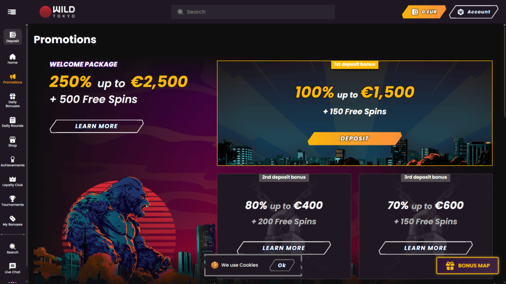 Wild Tokyo casino bonusy