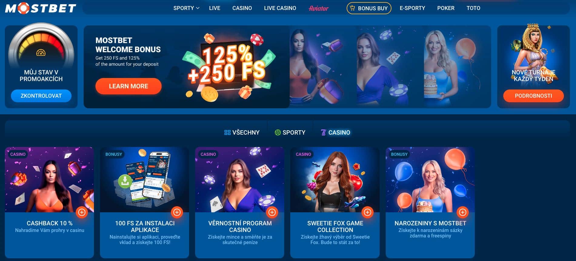Mostbet casino bonusy