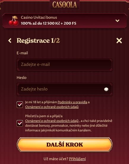 Casoola casino registrace