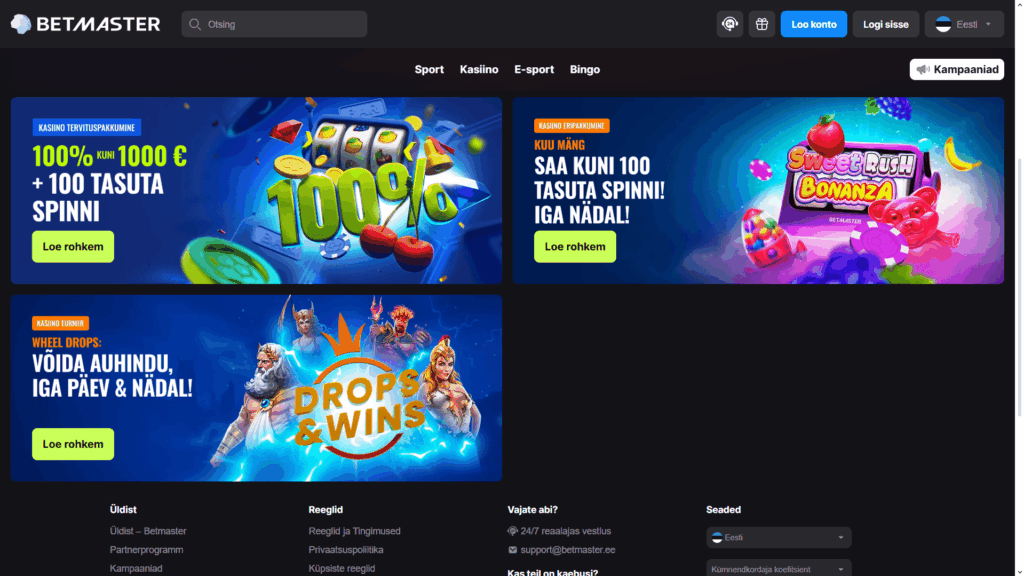 Betmaster kasiinokampaaniad