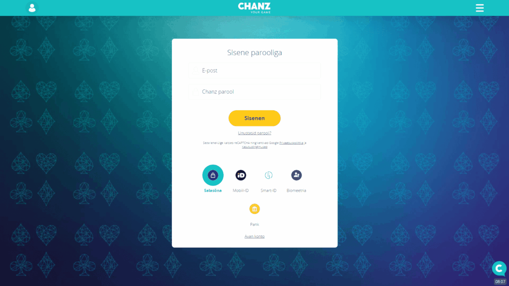 Chanz kasiino registreerimine