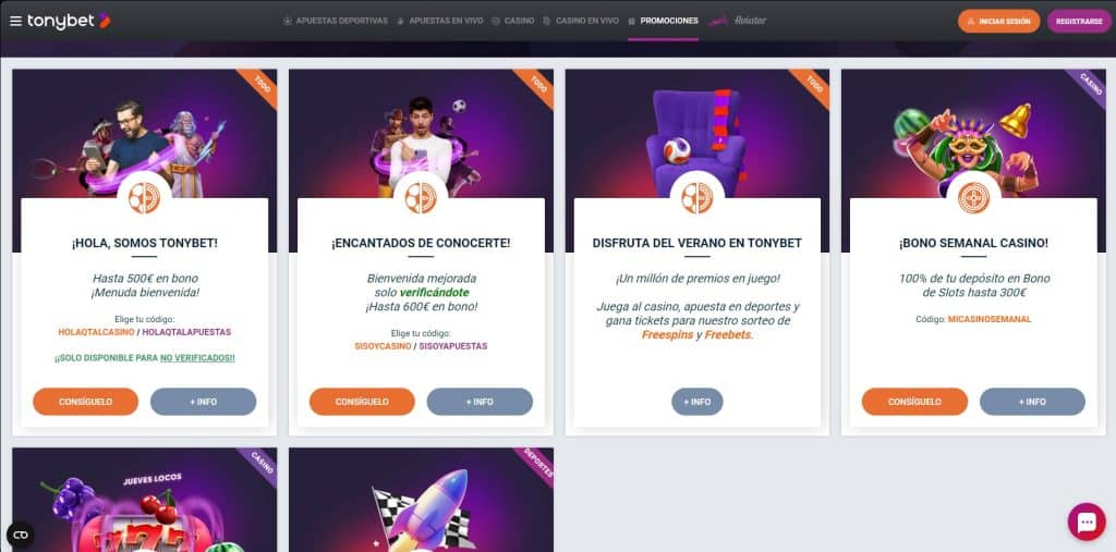 tonybet promociones