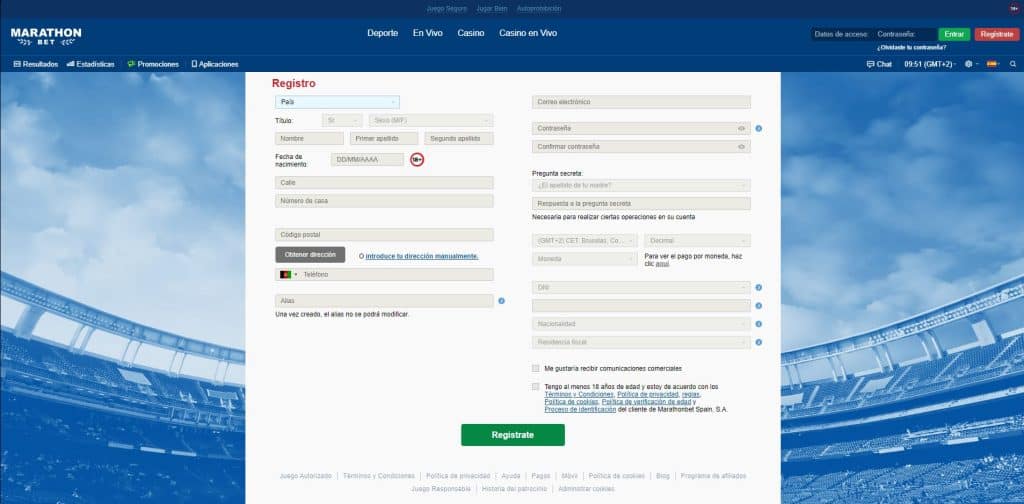 Marathonbet registrate