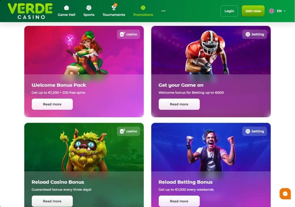 Verde Casino Μπόνους