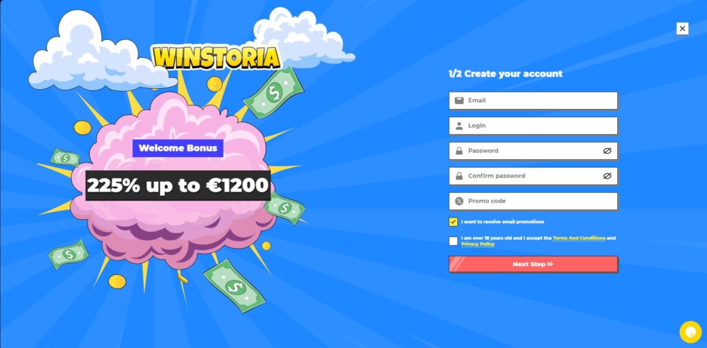 Winstoria Casino Εγγραφή