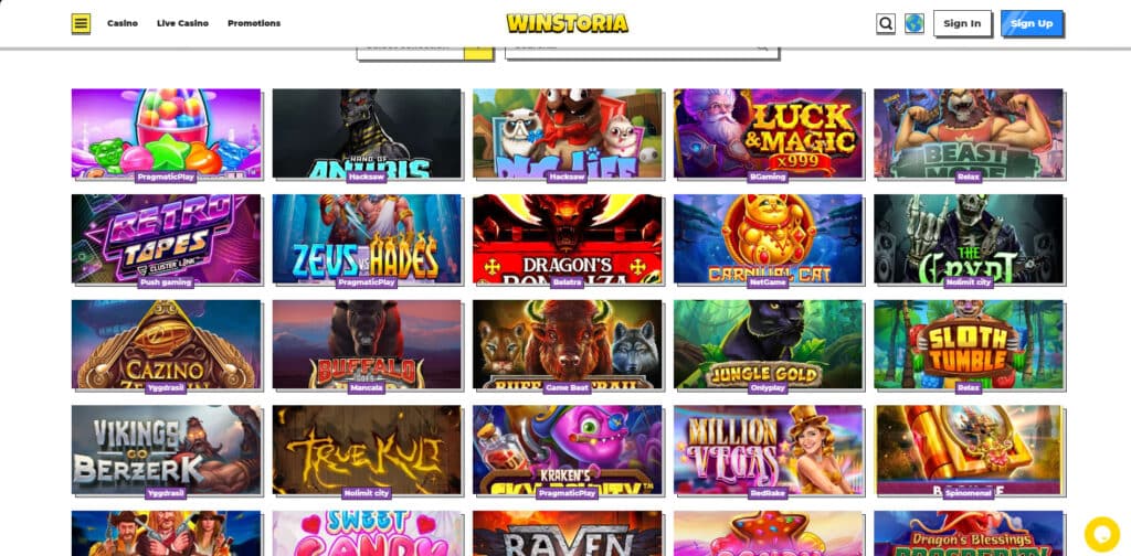 Winstoria Casino Παιχνίδια