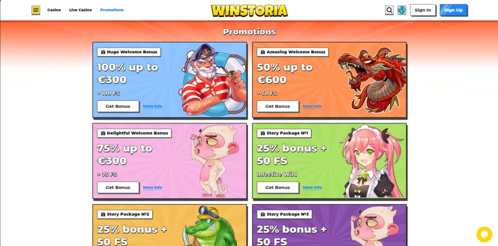 Winstoria Casino Μπόνους