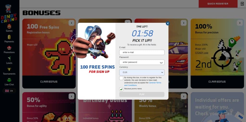 dendy casino Εγγραφή