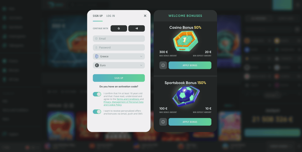 Drip Casino Εγγραφή