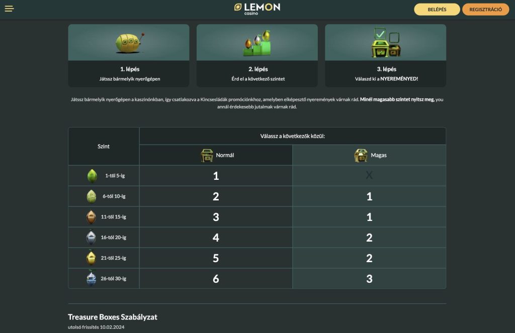 Lemon kaszinó hűségprogramja