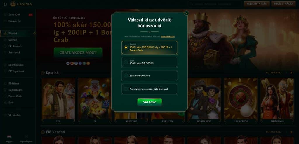 casinia regisztracio