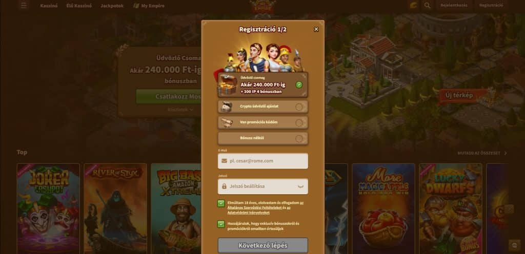 myempire regisztracio
