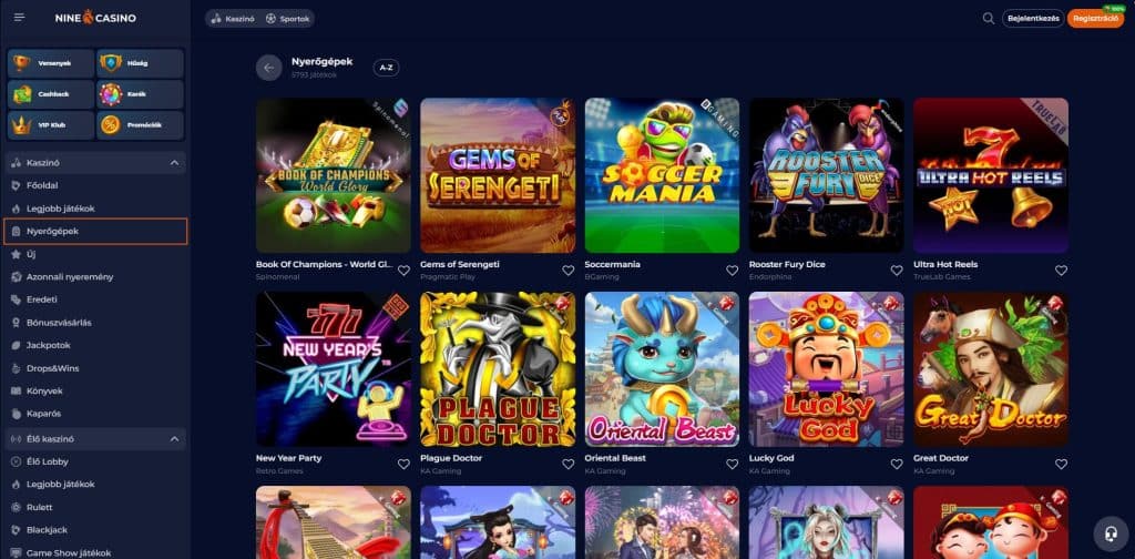 ninecasino nyerogepes jatekok