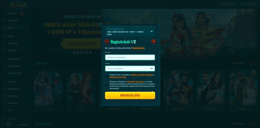 spinanga regisztracio