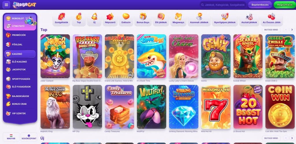 Robocat Casino nyerőgépek