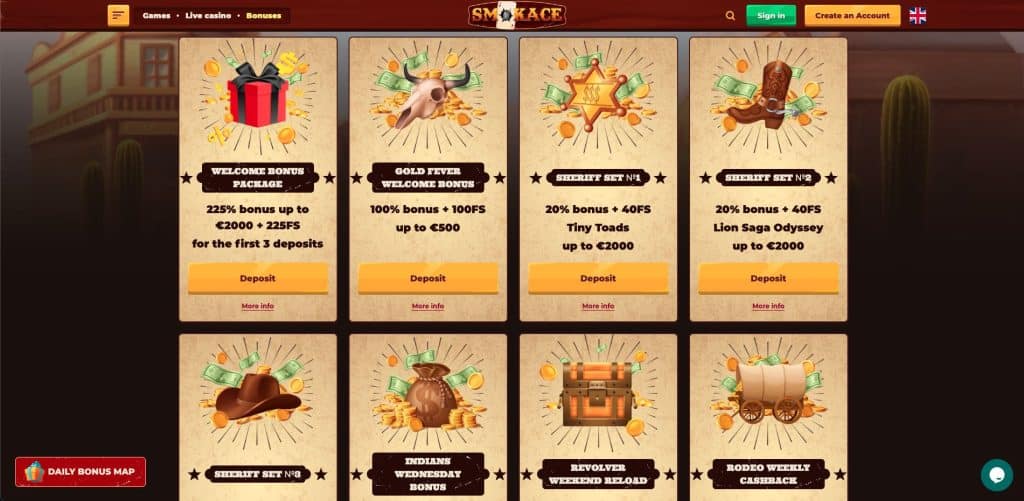 Smokace Casino bónuszok