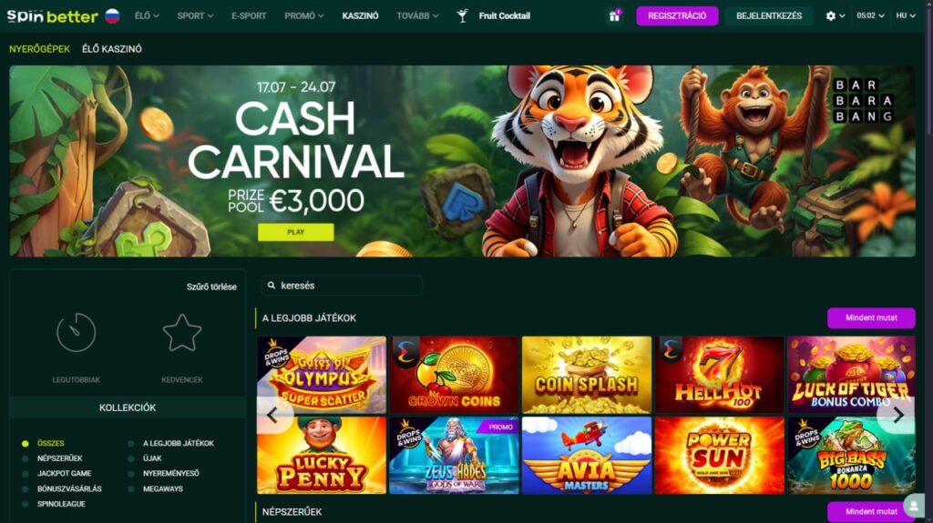 SpinBetter Casino nyerőgépek