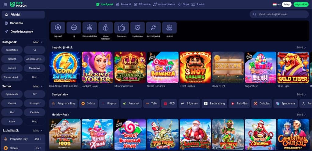 Betmatch Casino nyerőgépek