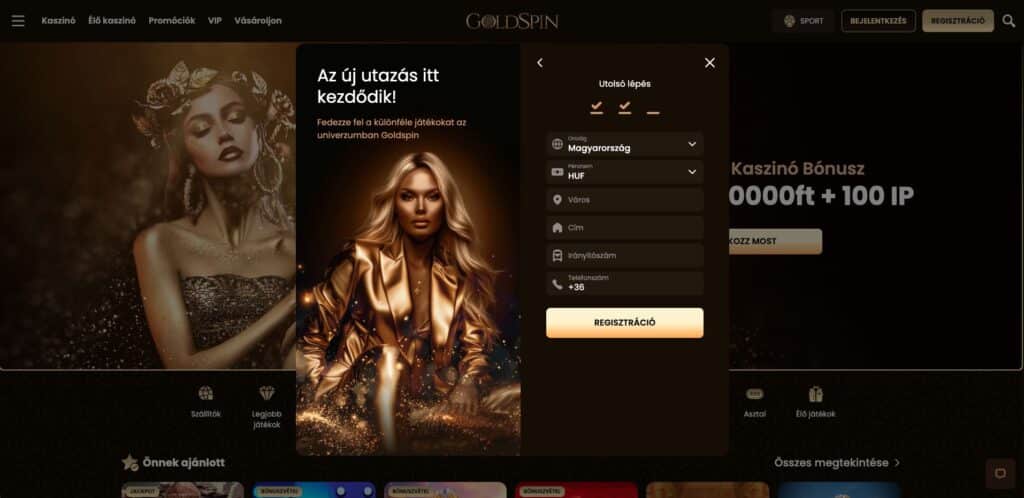 GoldSpin Casino regisztráció