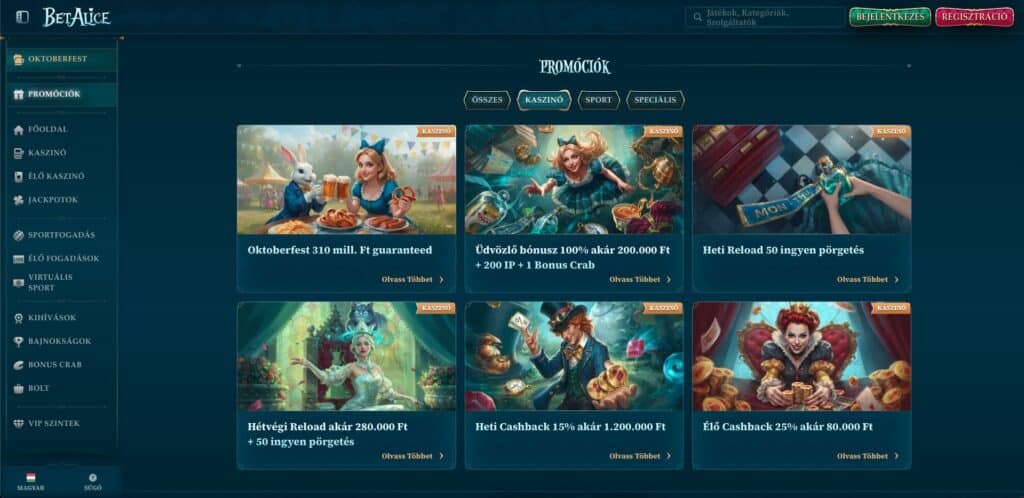 BetAlice Casino bónuszok