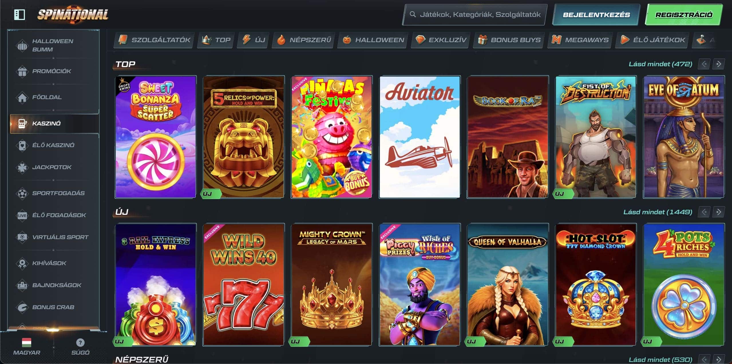 Spinational Casino nyerőgépek