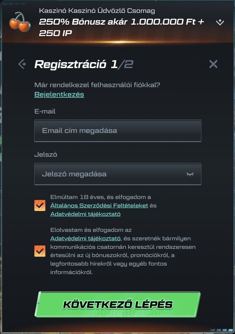 Spinational Casino regisztráció