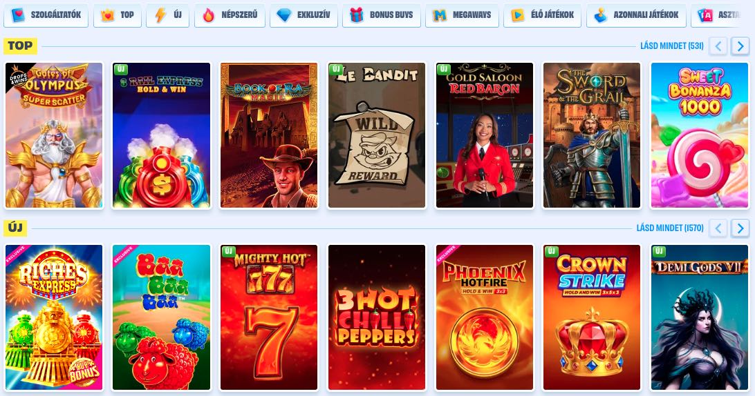 OnlySpins Casino nyerőgépek